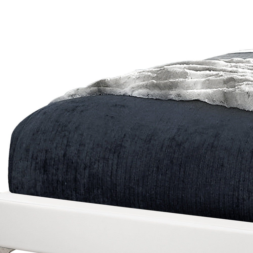 White Solid Wood Queen Upholstered Linen Bed Frame - GreatEagleInc