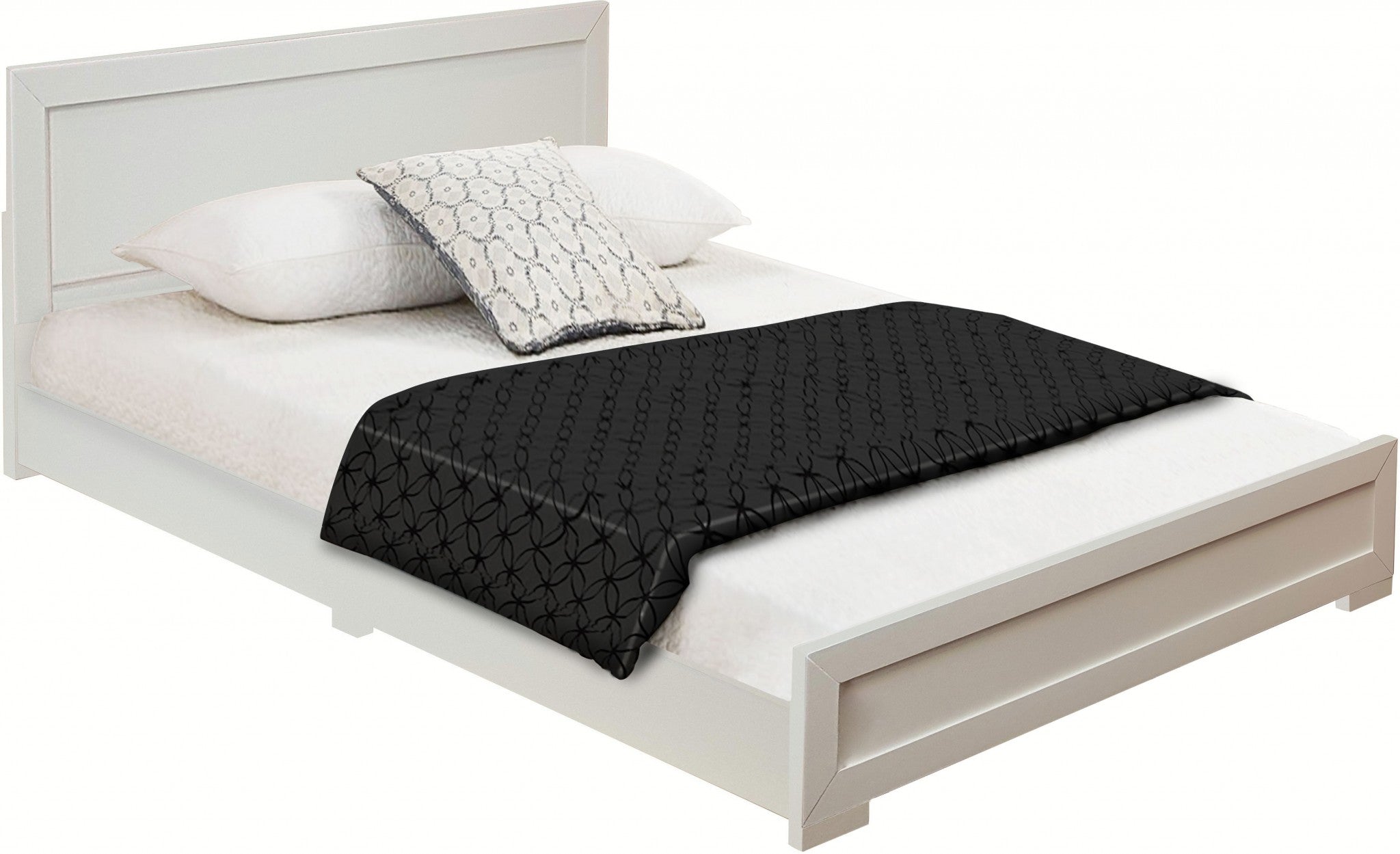 White Solid and Manufactured Wood King Bed Frame Homeroots Bed & Bath
