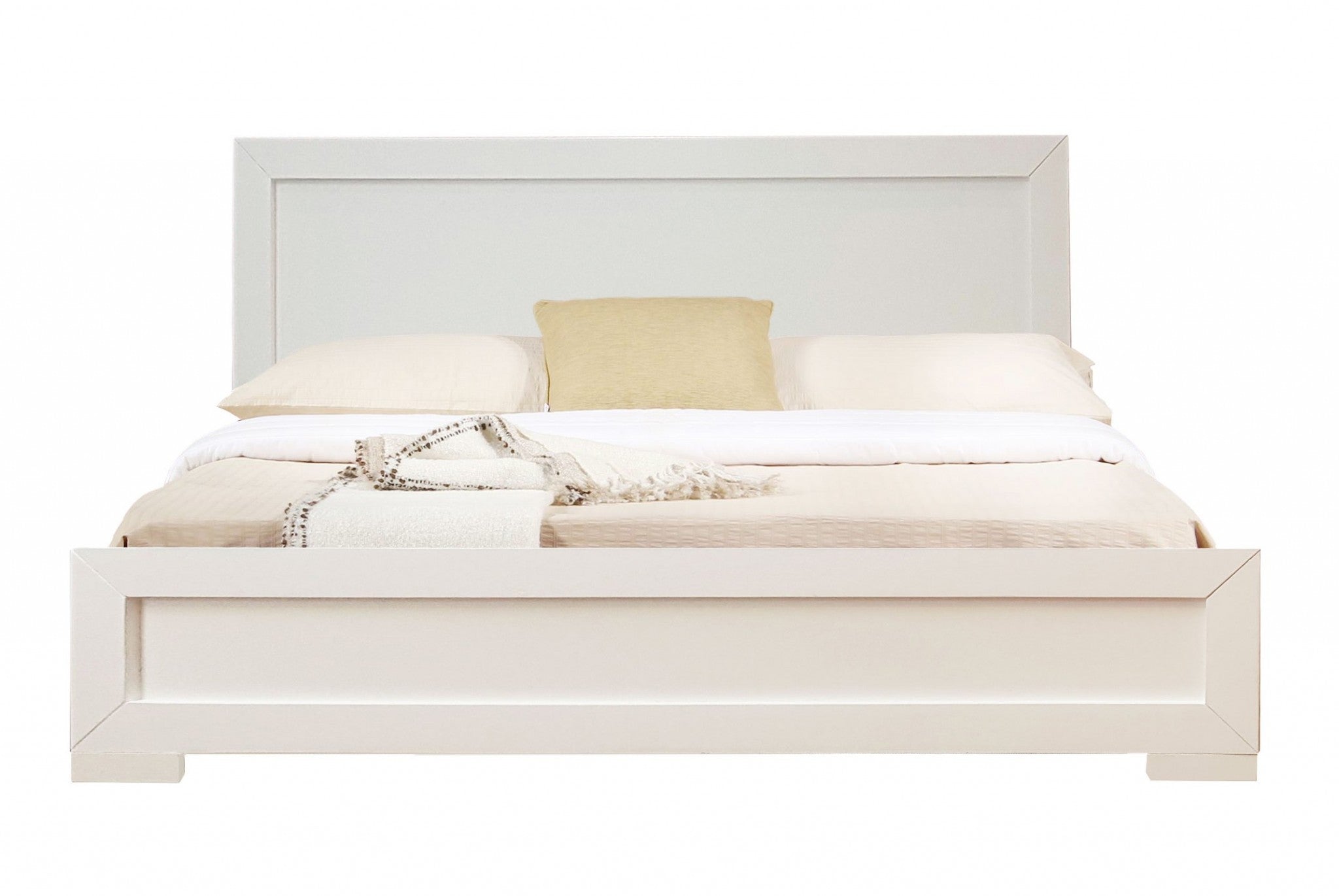 White Solid and Manufactured Wood King Bed Frame Homeroots Bed & Bath