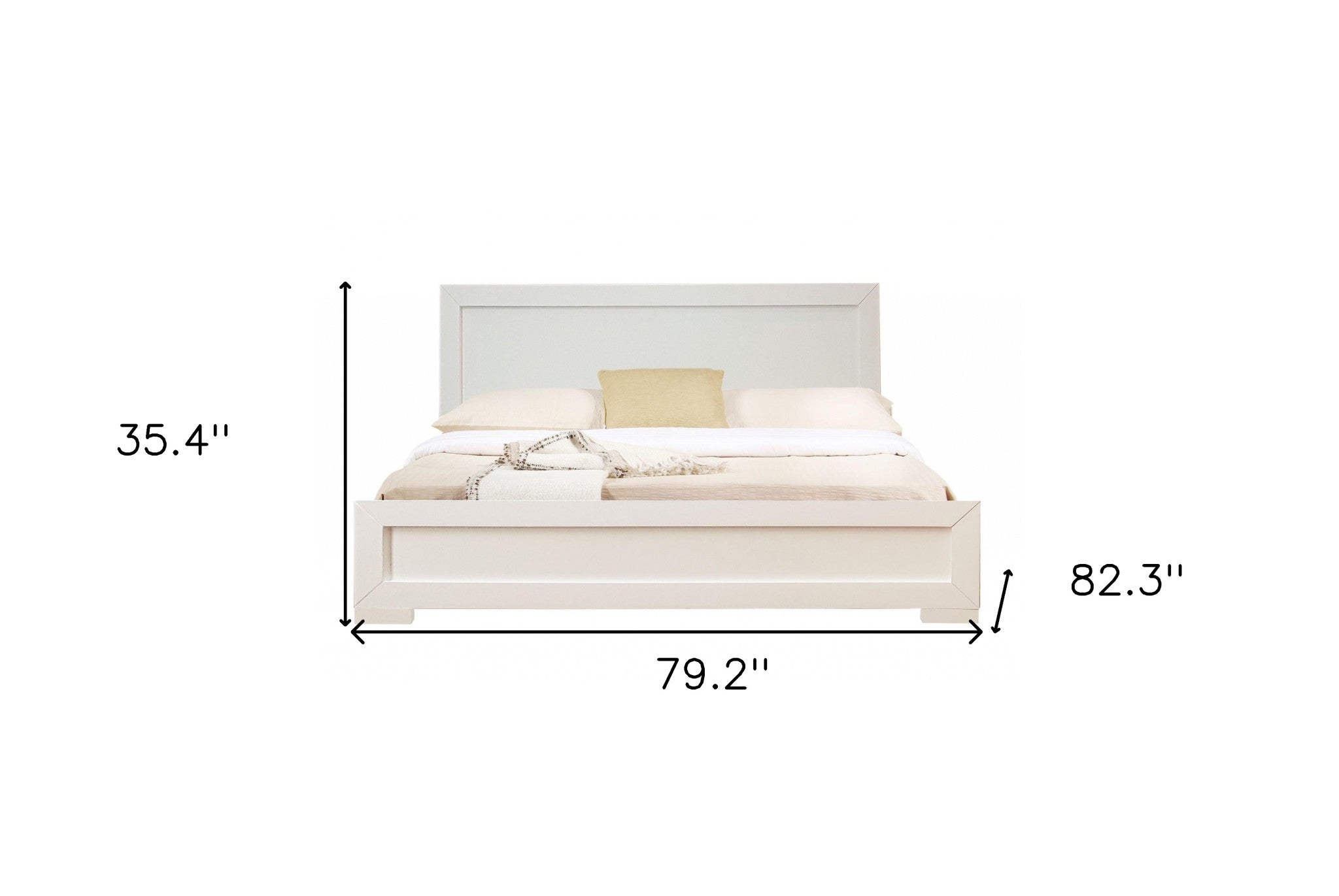 White Solid and Manufactured Wood King Bed Frame Homeroots Bed & Bath