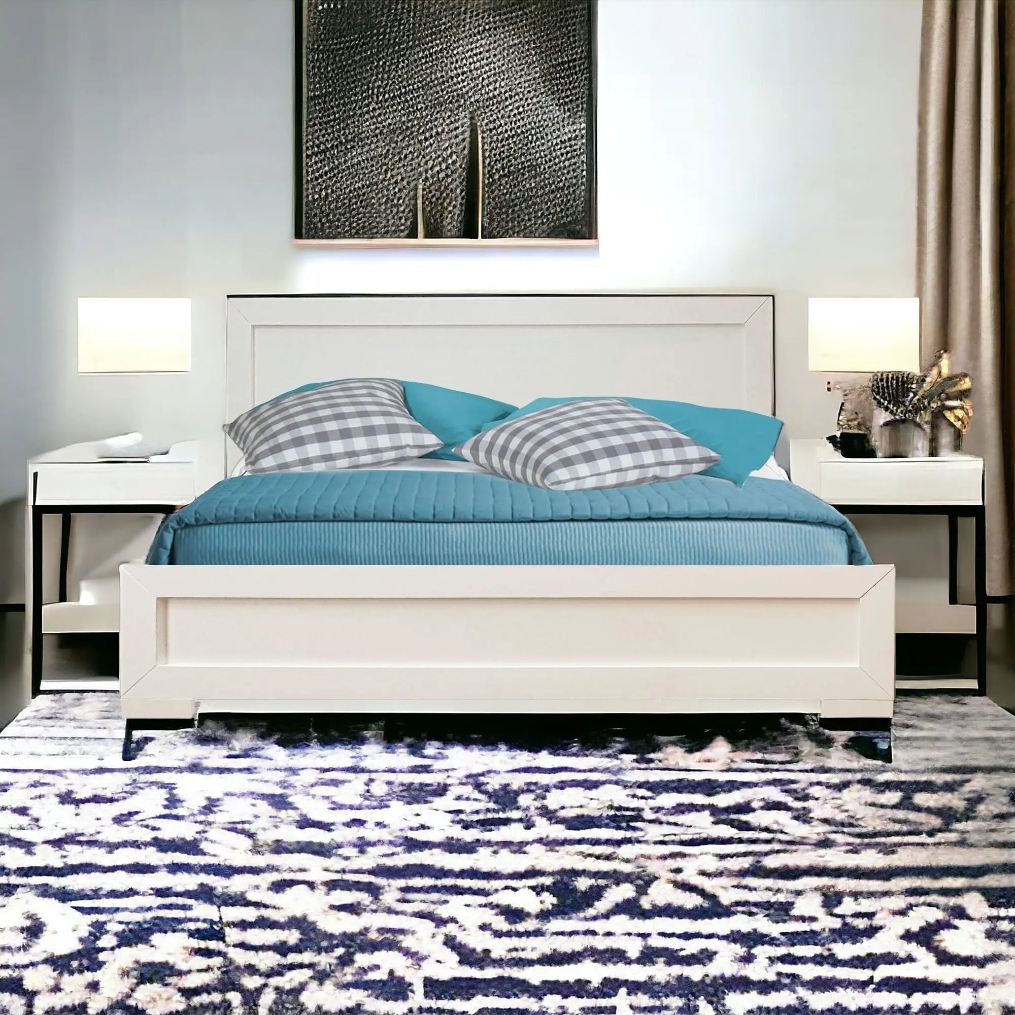 White Solid and Manufactured Wood King Bed Frame Homeroots Bed & Bath