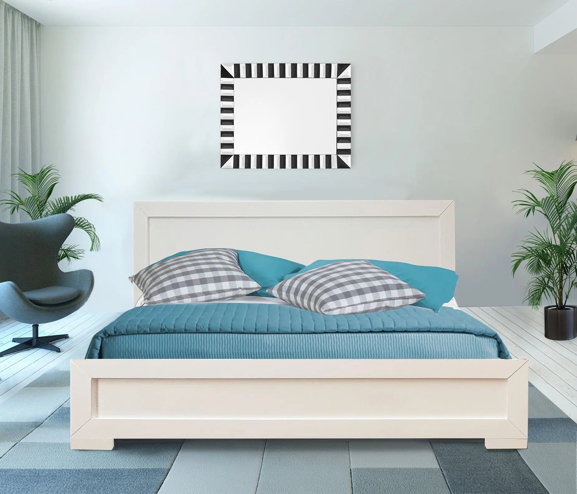 White Solid and Manufactured Wood King Bed Frame Homeroots Bed & Bath