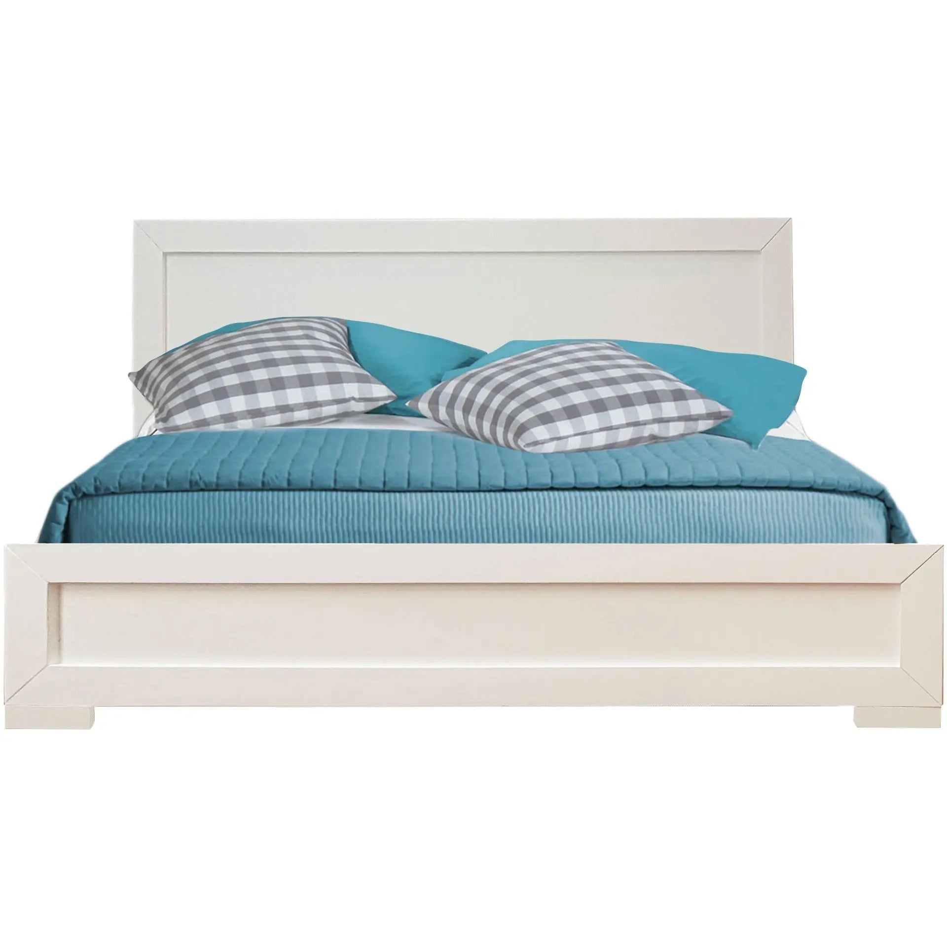 White Solid and Manufactured Wood Queen Bed Frame Homeroots Bed & Bath