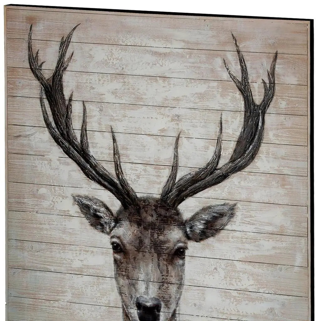 White Tail II 48x60 Deer Original Hand Painted on Wood Oil Painting Unframed Wall Art Homeroots Home Decor