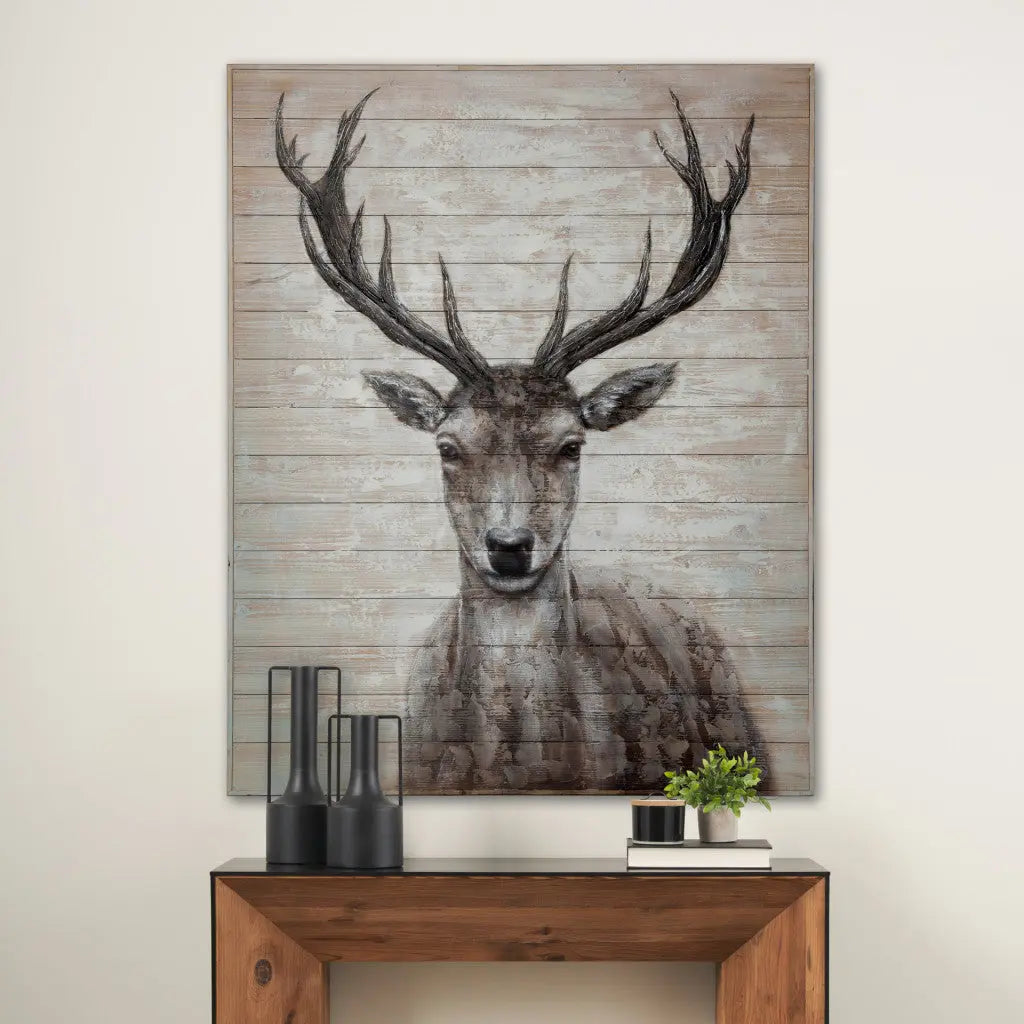 White Tail II 48x60 Deer Original Hand Painted on Wood Oil Painting Unframed Wall Art Homeroots Home Decor