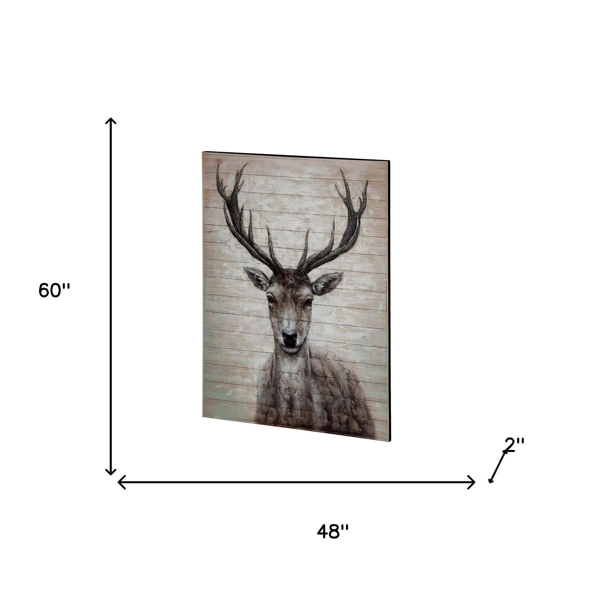 White Tail II 48x60 Deer Original Hand Painted on Wood Oil Painting Unframed Wall Art Homeroots Home Decor