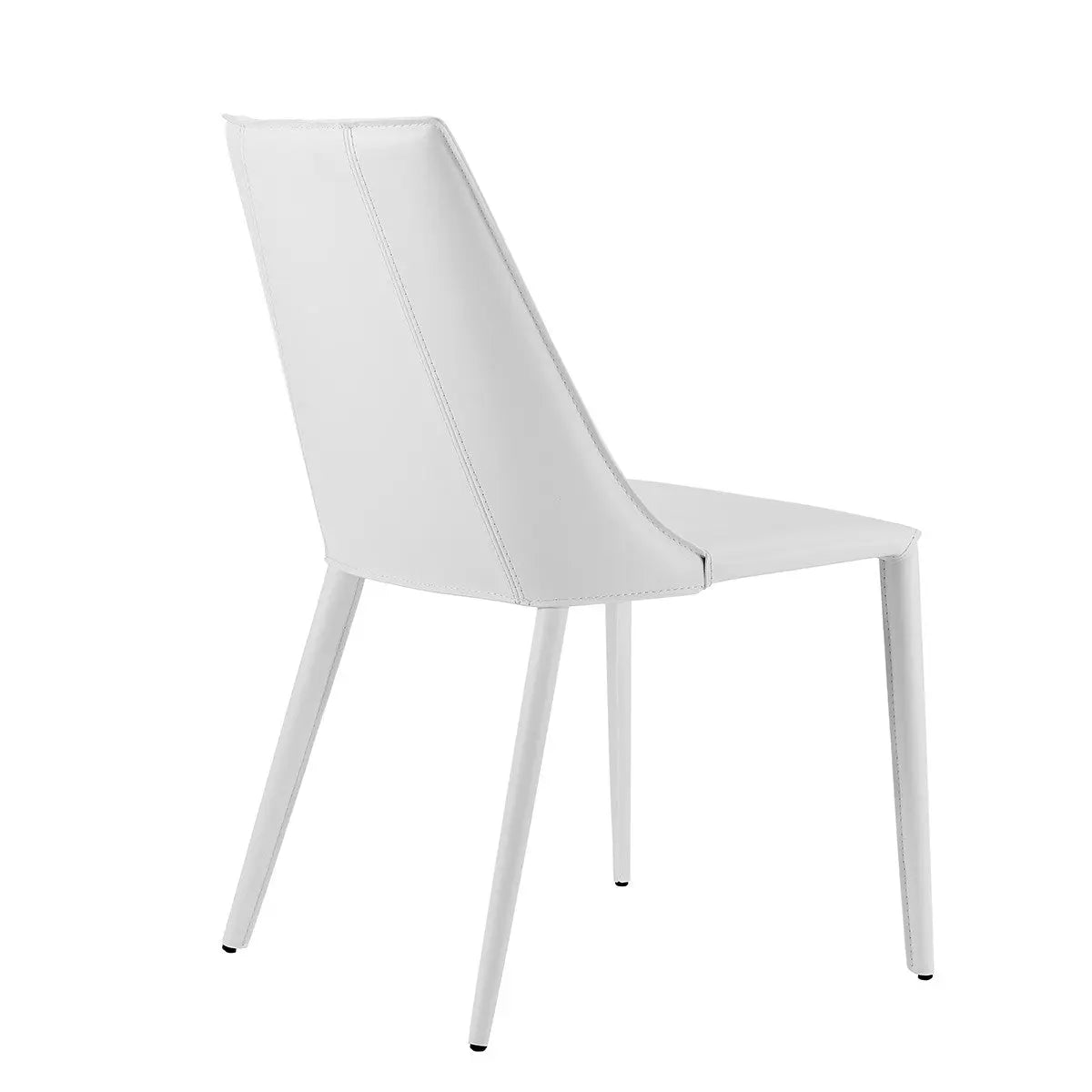 White Upholstered Leather Dining Side Chair Homeroots Kitchen & Dining