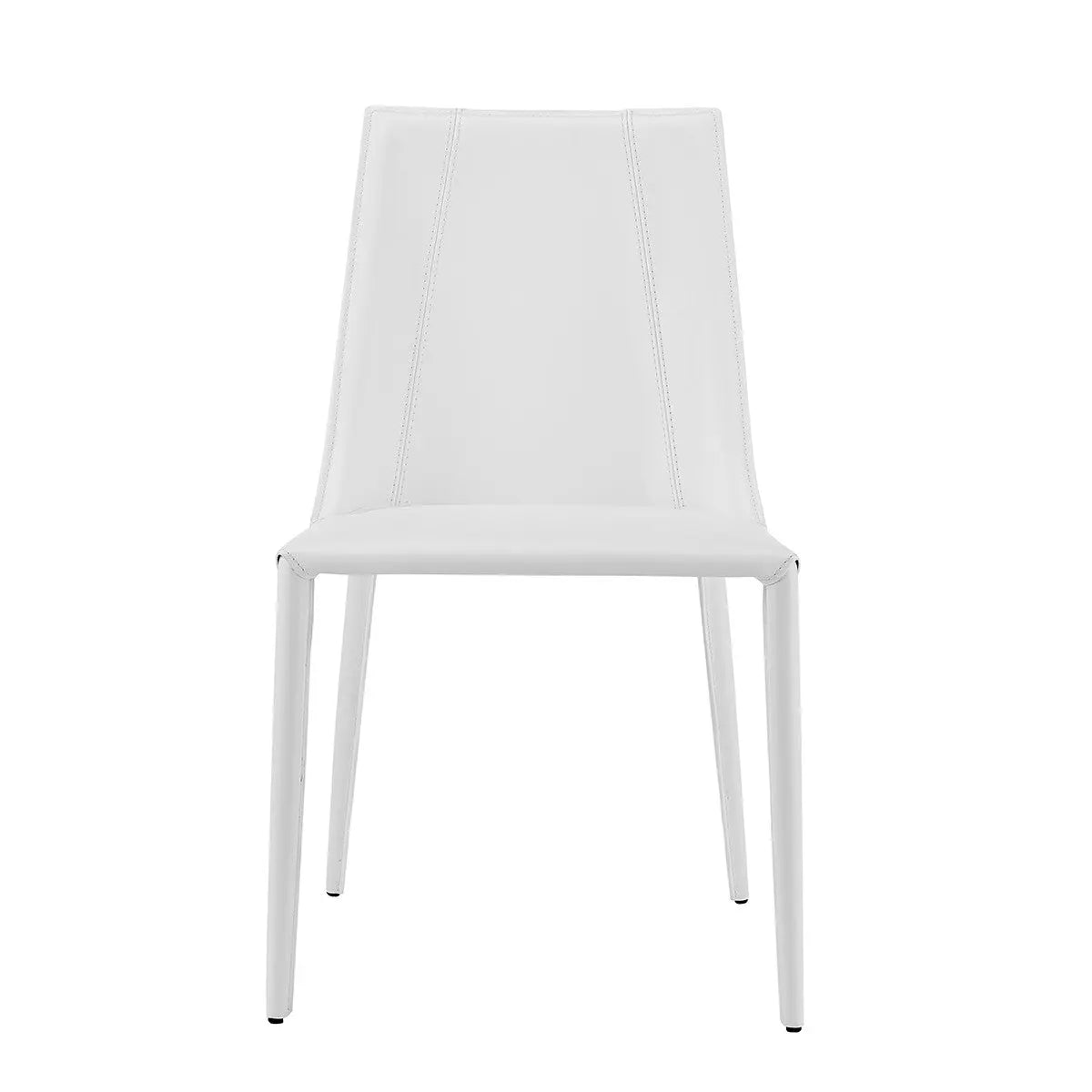 White Upholstered Leather Dining Side Chair Homeroots Kitchen & Dining