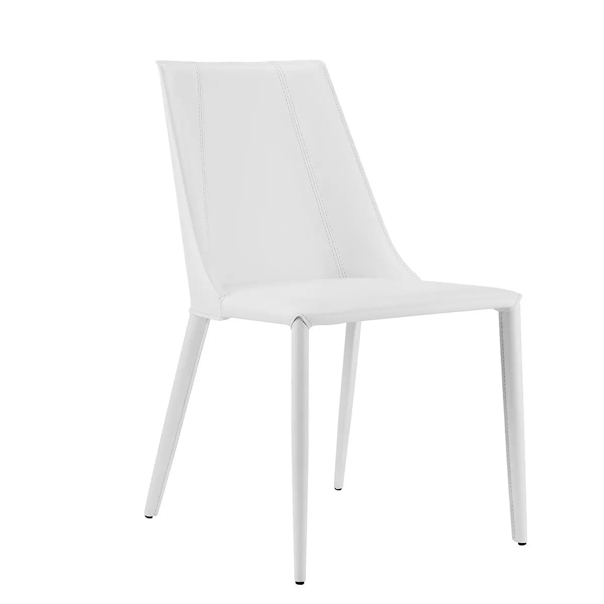 White Upholstered Leather Dining Side Chair Homeroots Kitchen & Dining