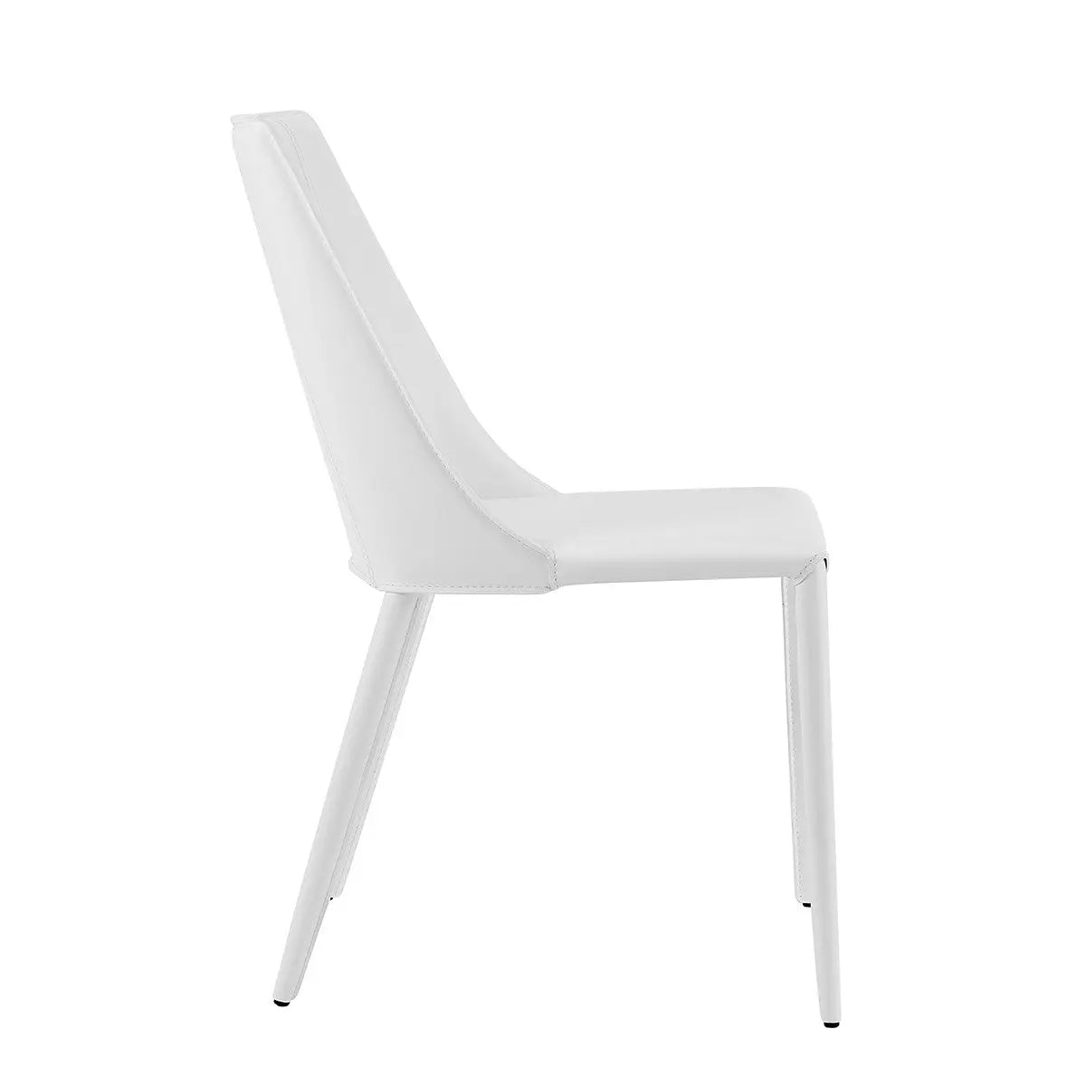 White Upholstered Leather Dining Side Chair Homeroots Kitchen & Dining