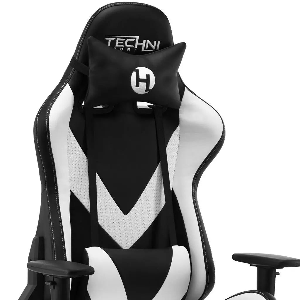White and Black Adjustable Height Swivel Rolling Gaming Chair Homeroots Office