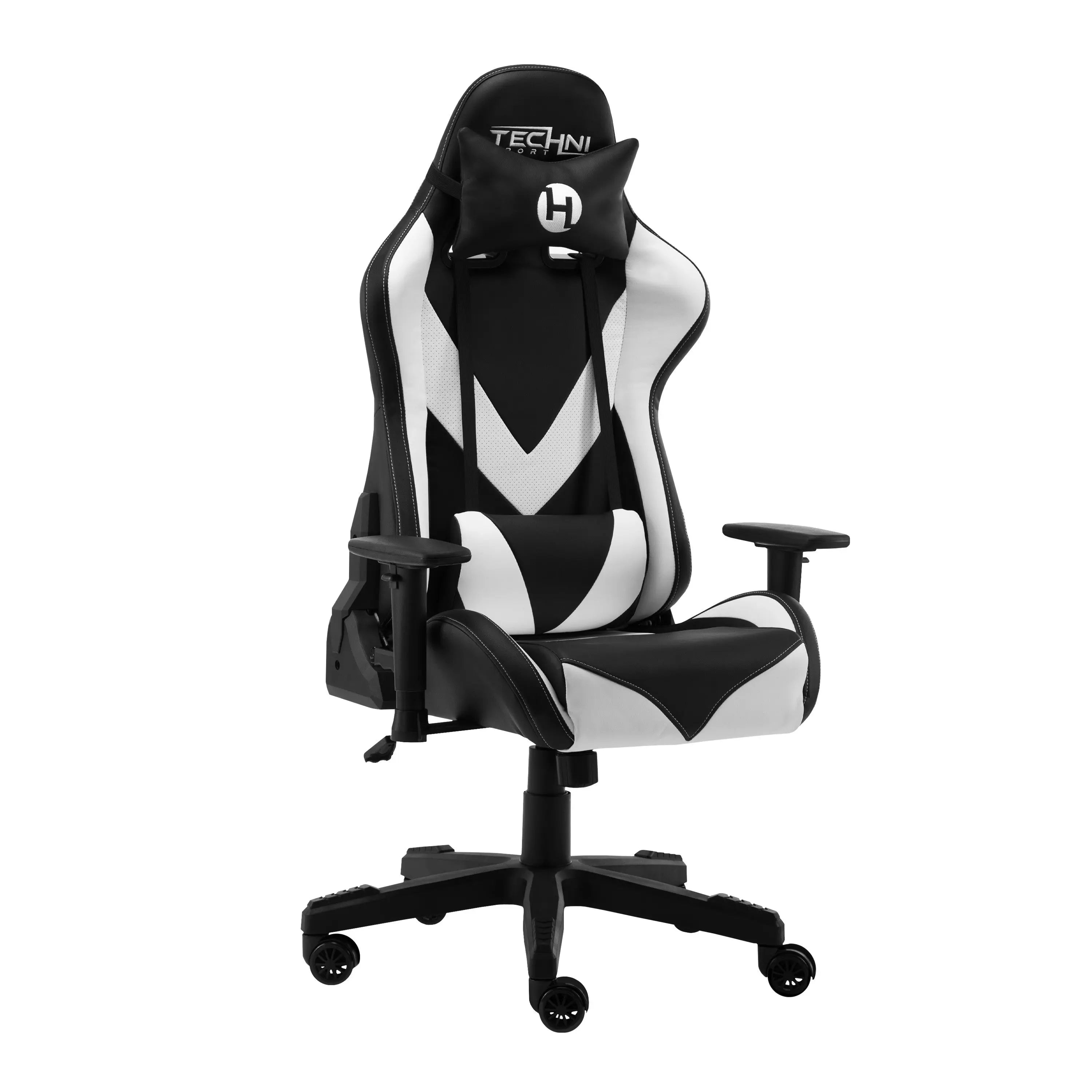 White and Black Adjustable Height Swivel Rolling Gaming Chair Homeroots Office
