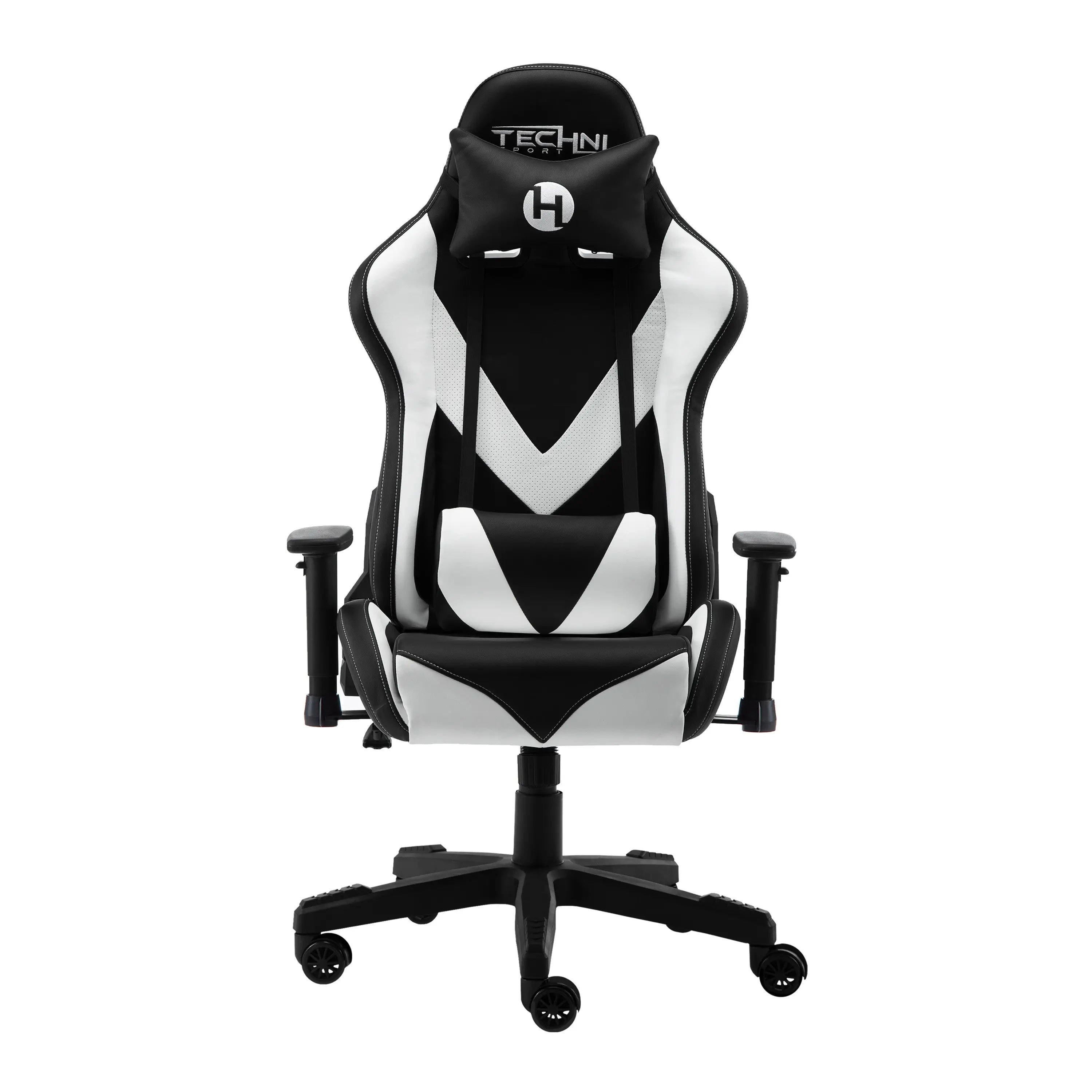 White and Black Adjustable Height Swivel Rolling Gaming Chair Homeroots Office