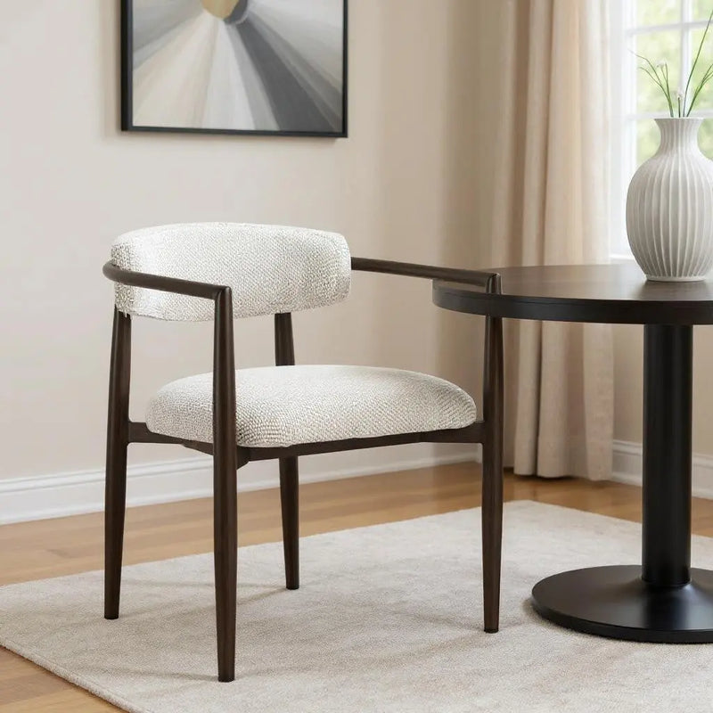 White and Black Open Back Dining Arm Chair Homeroots Kitchen & Dining