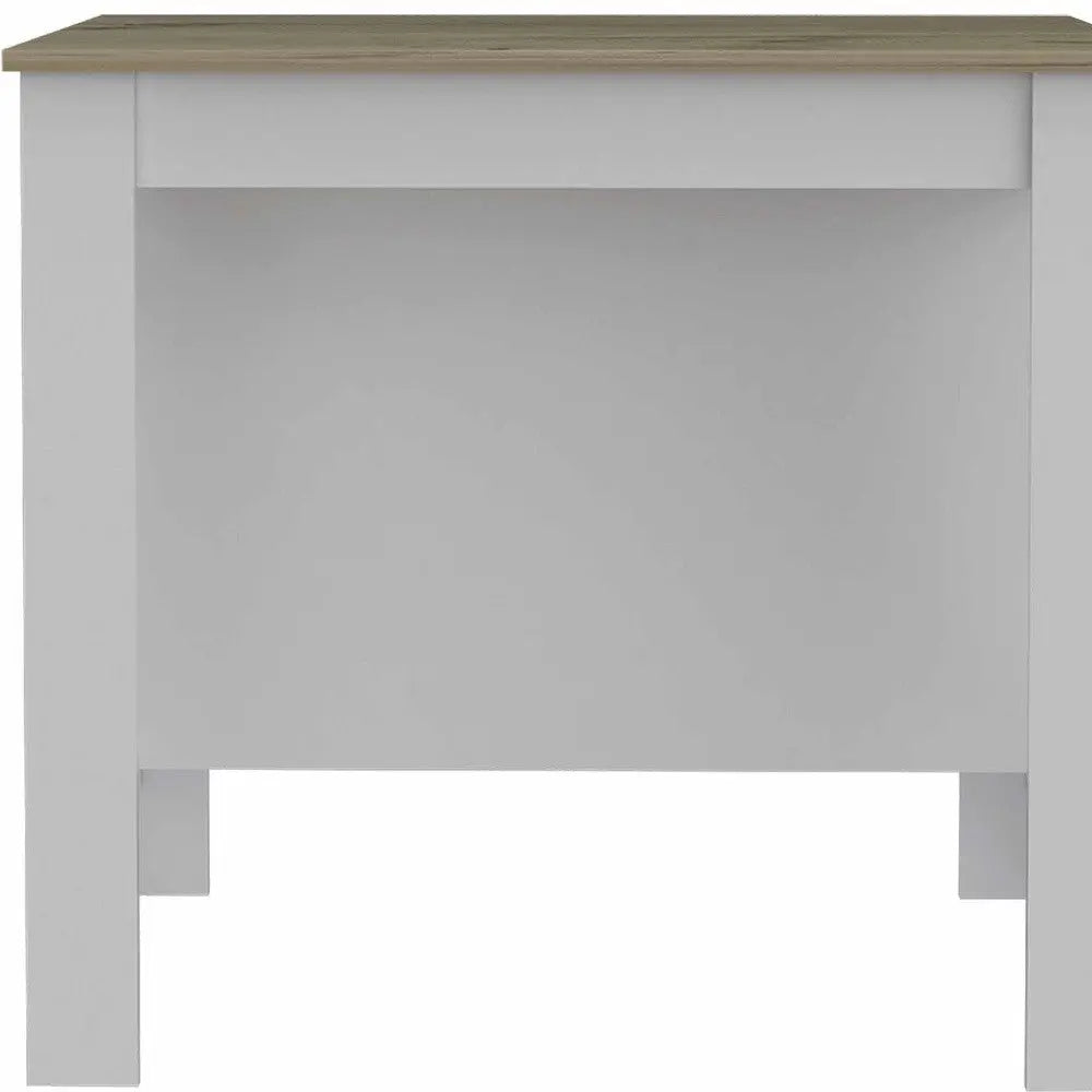 White and Brown 41" Kitchen Island With Storage Homeroots Kitchen & Dining