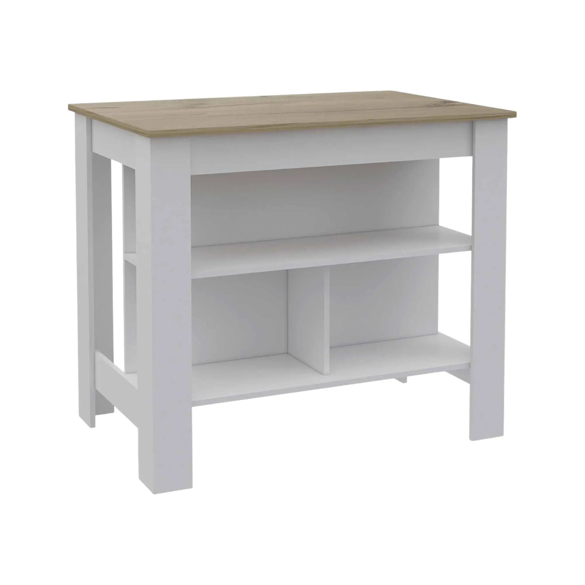 White and Brown 41" Kitchen Island With Storage Homeroots Kitchen & Dining