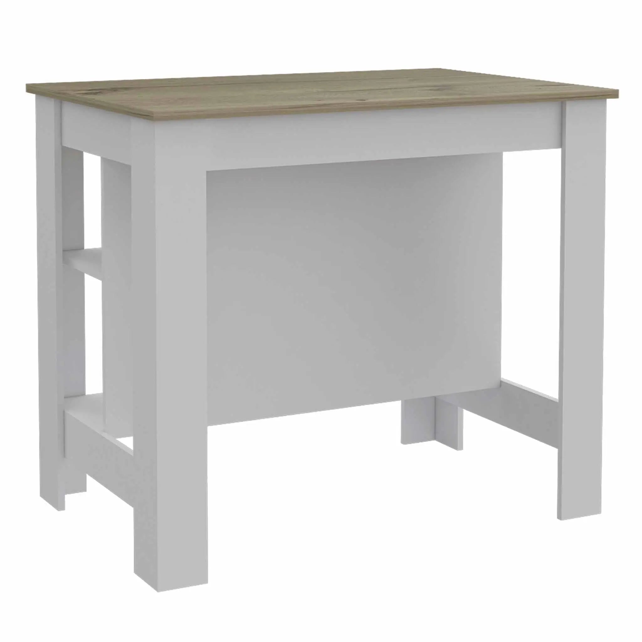 White and Brown 41" Kitchen Island With Storage Homeroots Kitchen & Dining