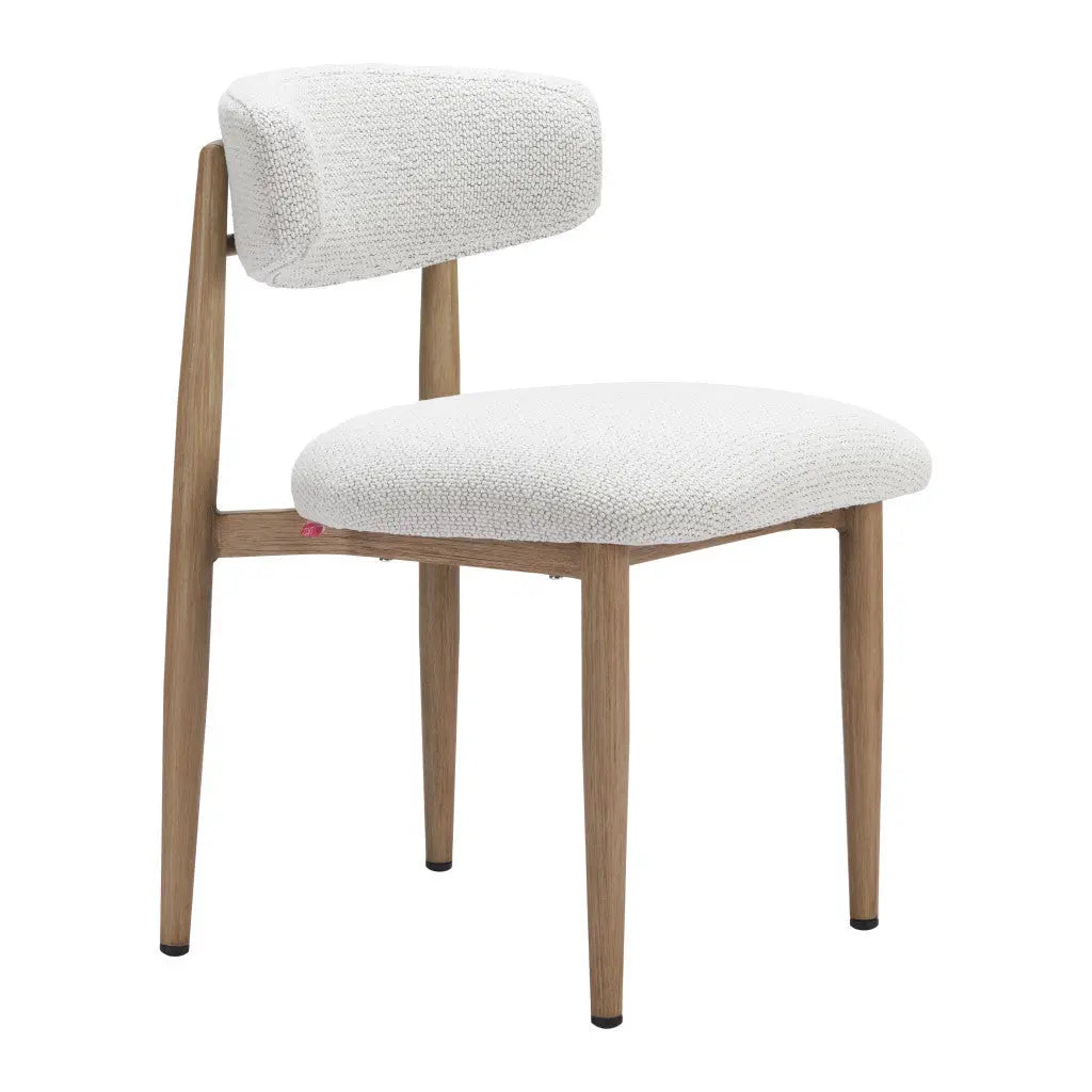 White and Brown Olefin And Aluminum Partially Open Back Dining Side Chair - GreatEagleInc