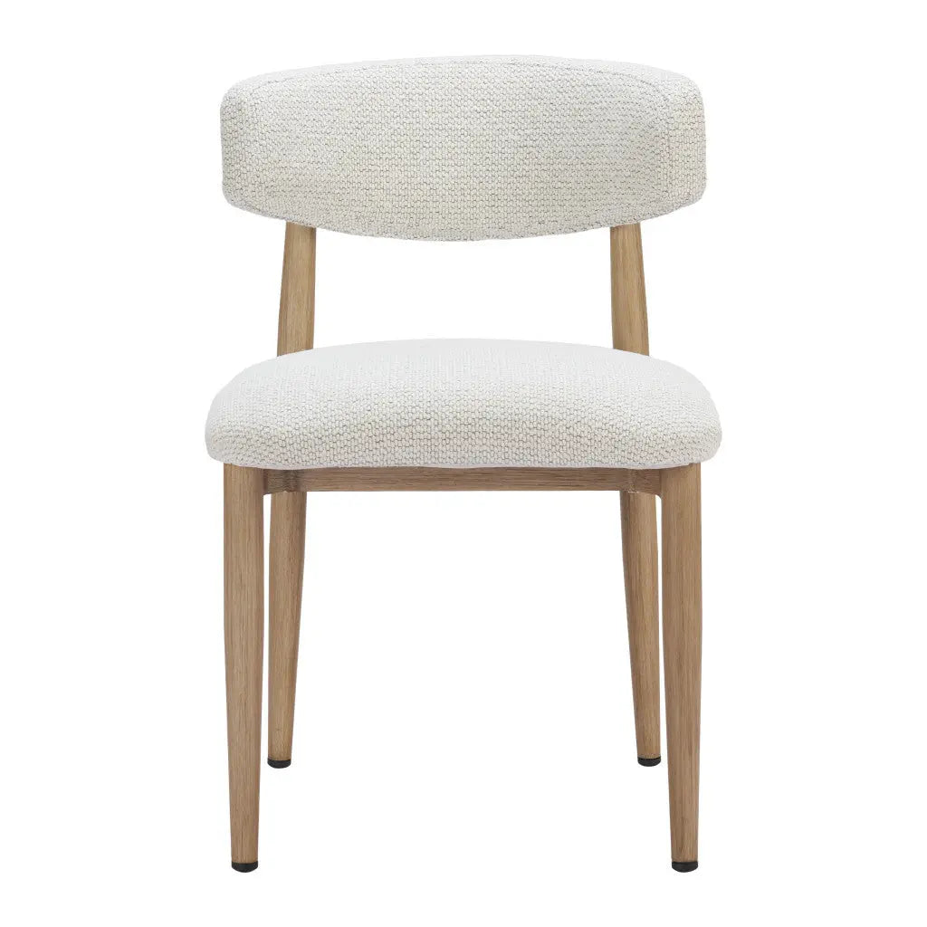 White and Brown Olefin And Aluminum Partially Open Back Dining Side Chair - GreatEagleInc