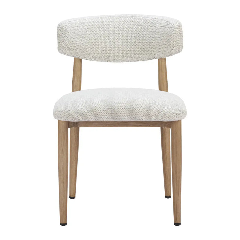 White and Brown Olefin And Aluminum Partially Open Back Dining Side Chair - GreatEagleInc