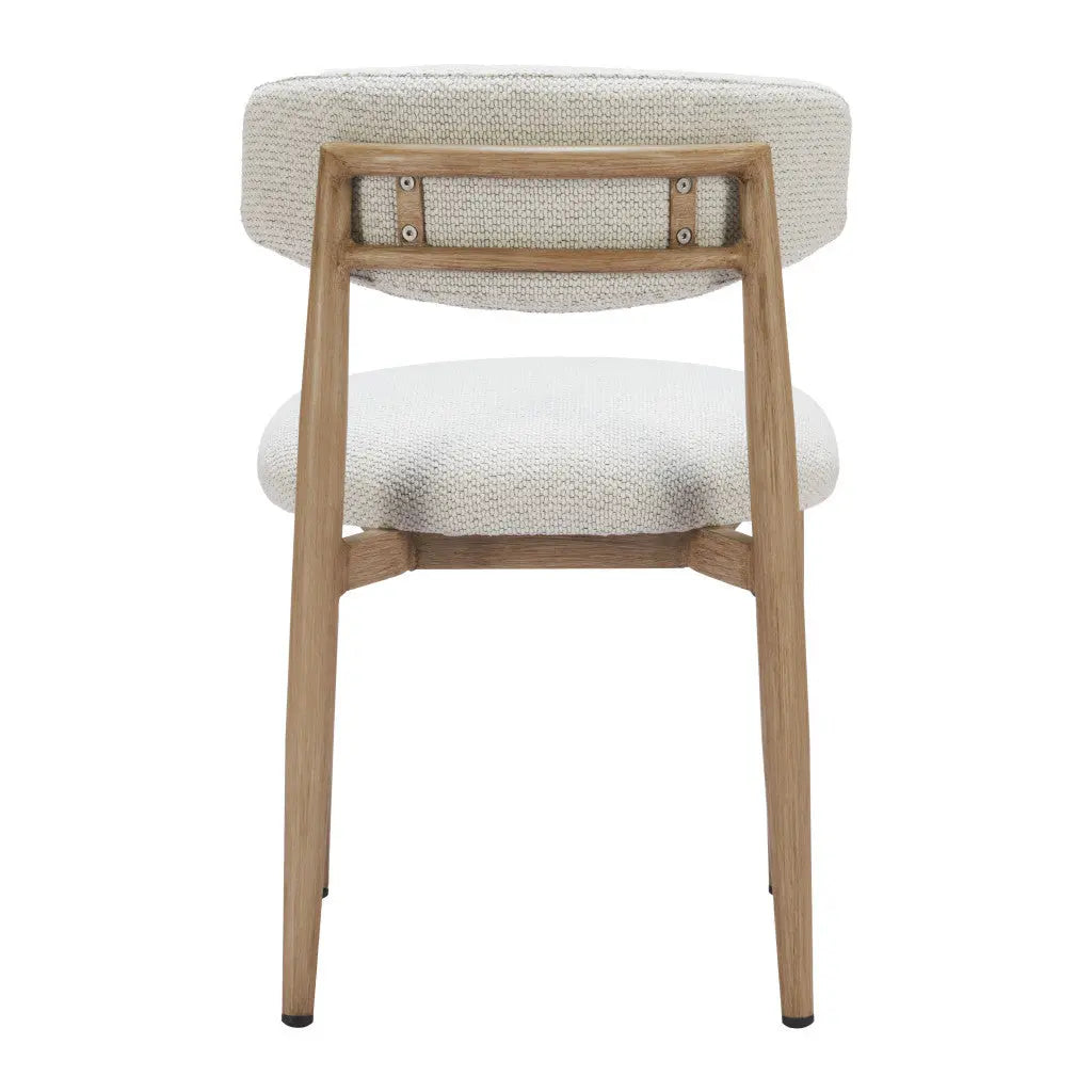 White and Brown Olefin And Aluminum Partially Open Back Dining Side Chair - GreatEagleInc