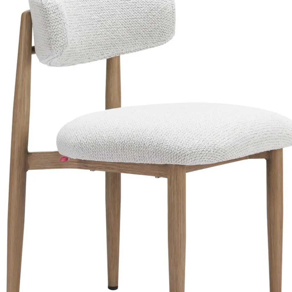 White and Brown Olefin And Aluminum Partially Open Back Dining Side Chair - GreatEagleInc