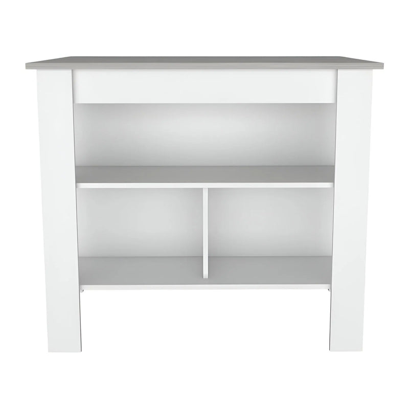 White and Gray 41" Kitchen Island With Storage Homeroots Kitchen & Dining