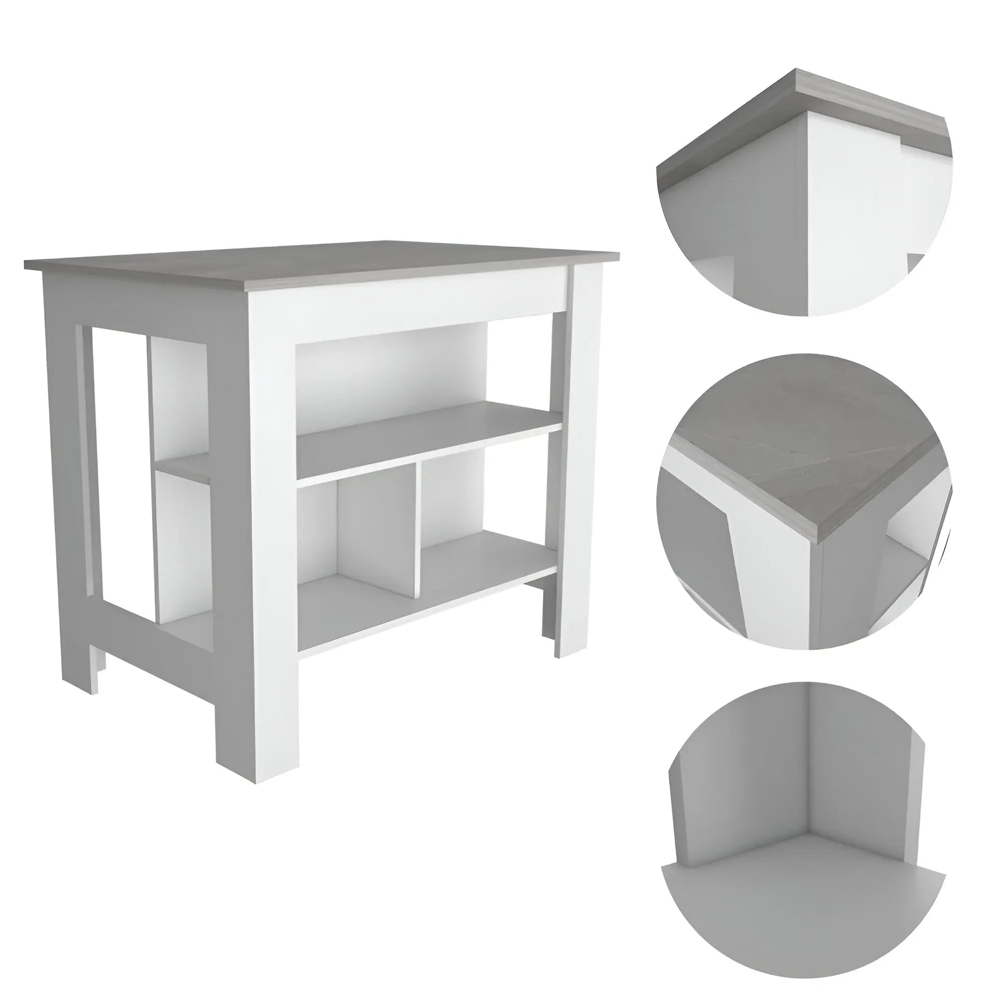White and Gray 41" Kitchen Island With Storage Homeroots Kitchen & Dining