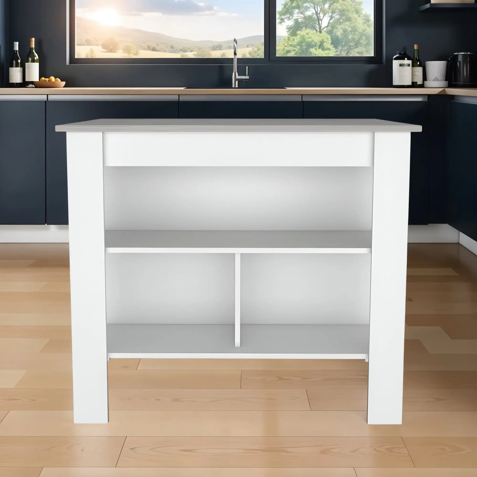 White and Gray 41" Kitchen Island With Storage Homeroots Kitchen & Dining