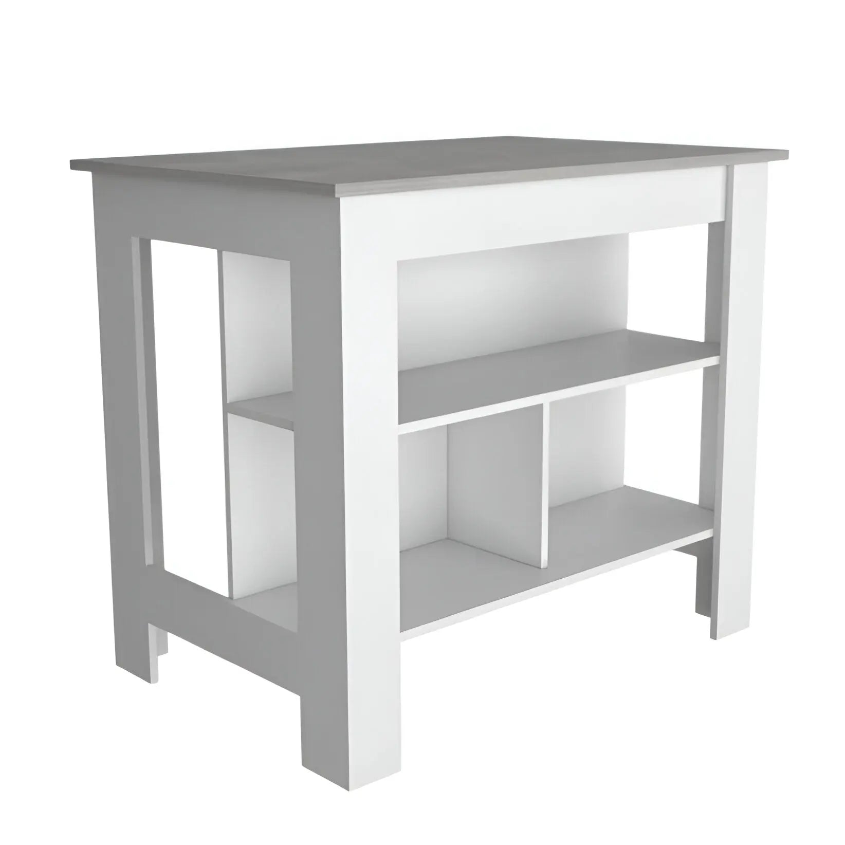 White and Gray 41" Kitchen Island With Storage Homeroots Kitchen & Dining