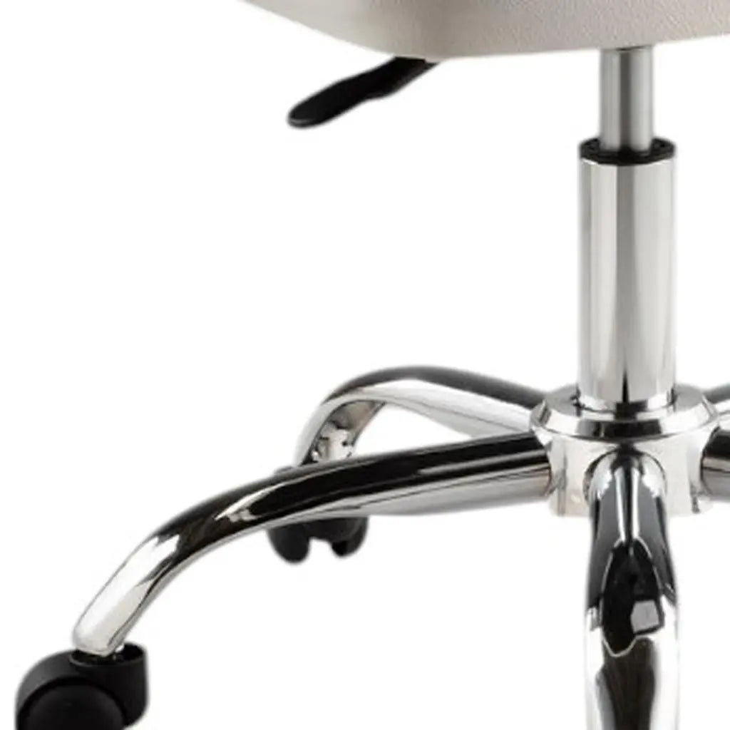White and Silver Faux Leather Adjustable Height Swivel Rolling Office Chair Homeroots Office