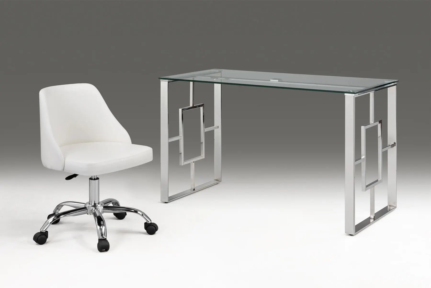 White and Silver Faux Leather Adjustable Height Swivel Rolling Office Chair Homeroots Office