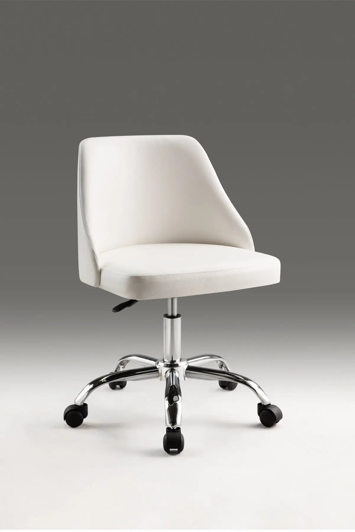 White and Silver Faux Leather Adjustable Height Swivel Rolling Office Chair Homeroots Office