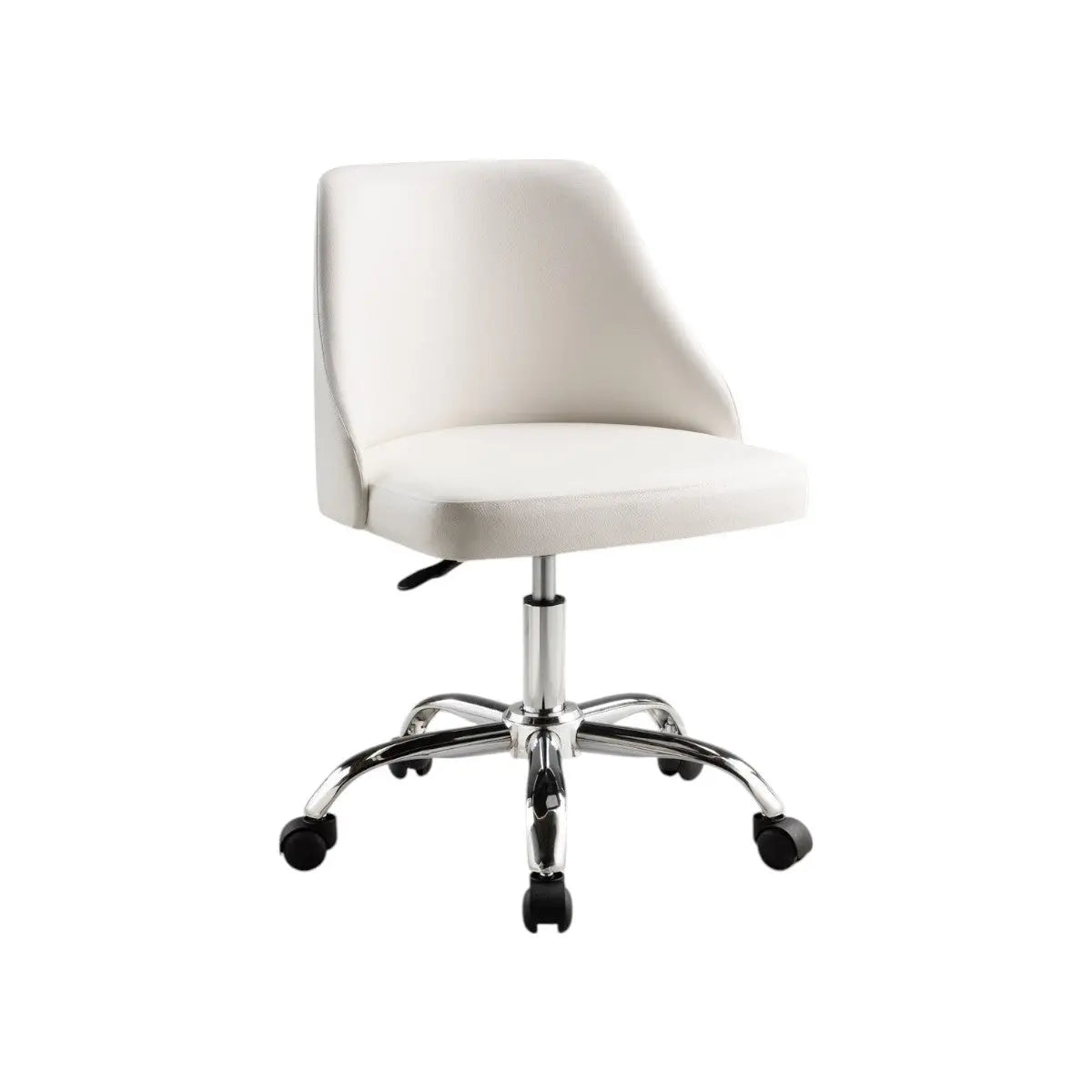 White and Silver Faux Leather Adjustable Height Swivel Rolling Office Chair Homeroots Office