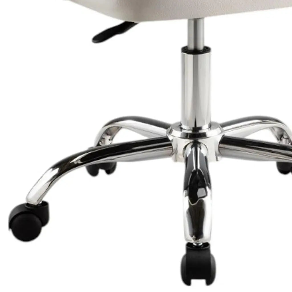 White and Silver Faux Leather Adjustable Height Swivel Rolling Office Chair Homeroots Office