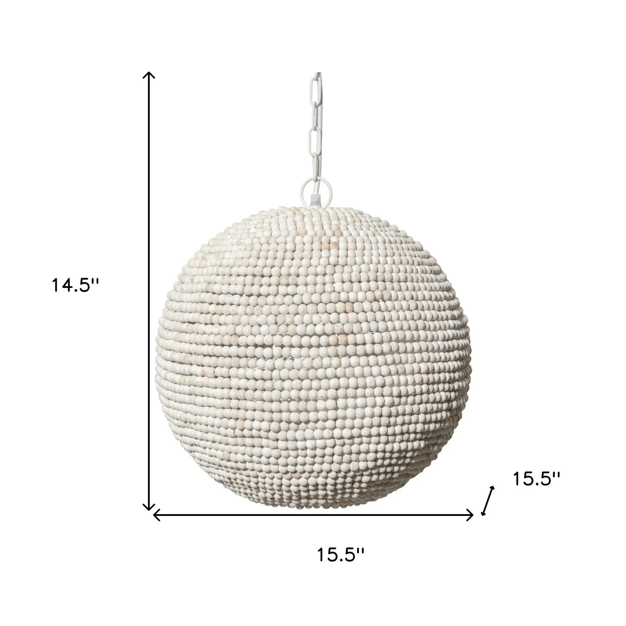 Whitewash Beaded Ball Hanging Light Homeroots Lighting