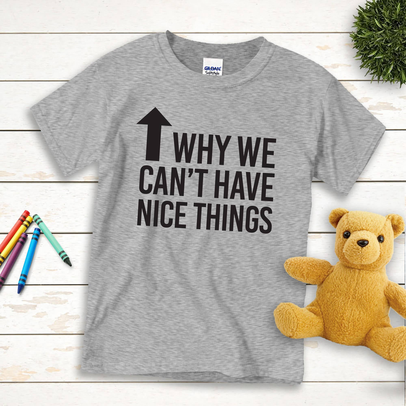 Why We Can't Have Nice Things Funny Kids Shirt Stiles Tee