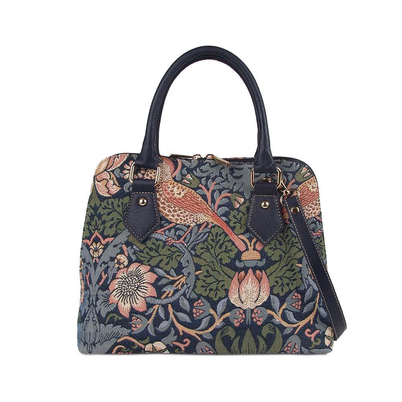 William Morris Strawberry Thief Blue Convertible Top Handle Purse Handbag Signare USA