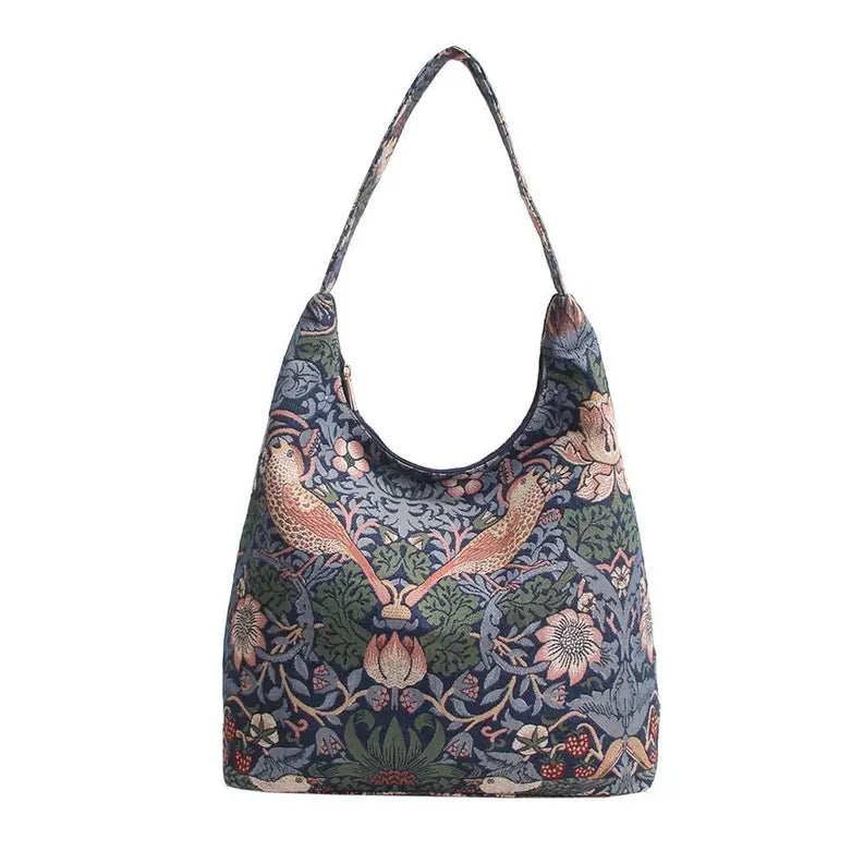William Morris Strawberry Thief Blue Hobo Handbag Shoulder Bag Signare USA