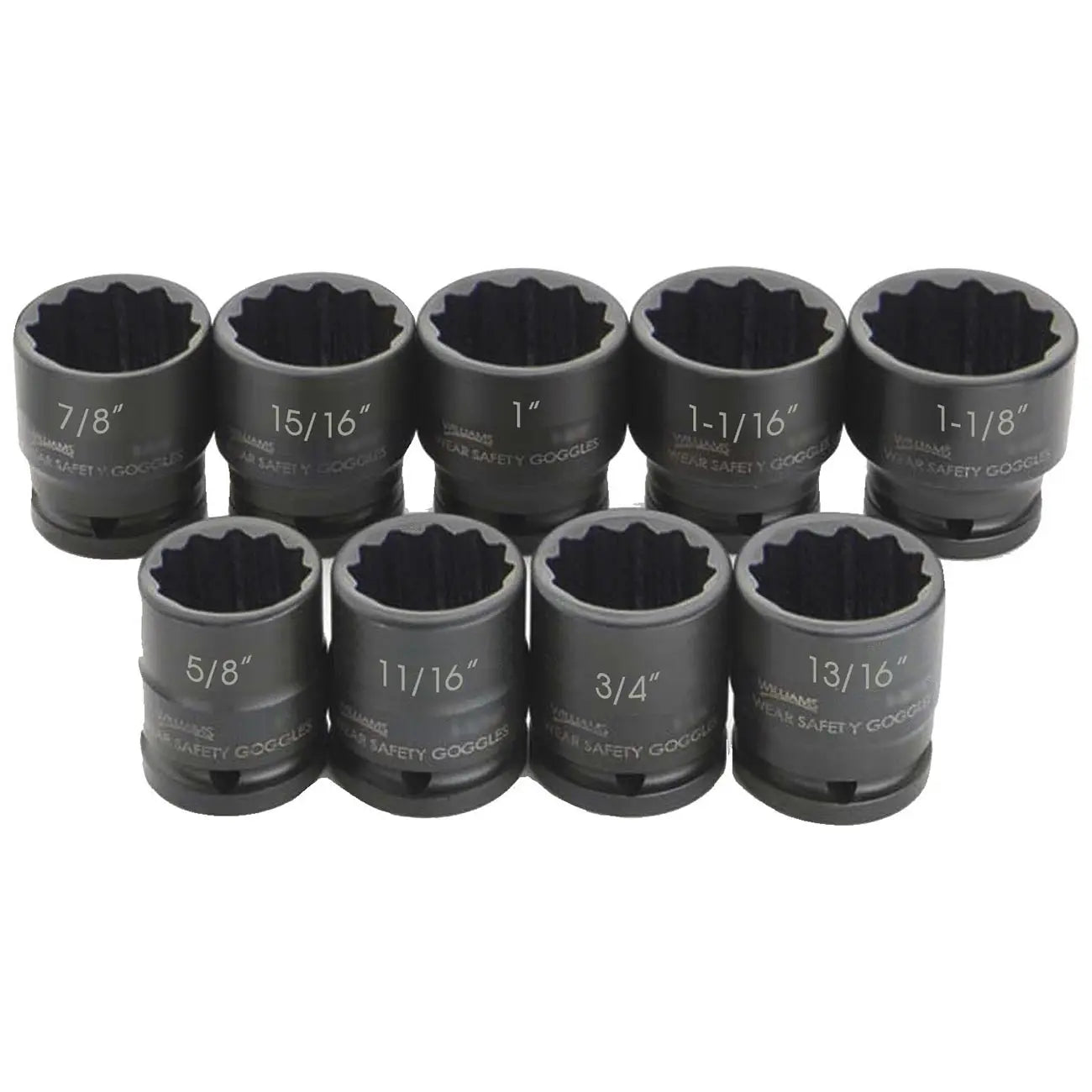 Williams 3/4″ Drive Shallow Skirt Impact Sae Socket Set - 12 Point (9 Piece) WILLIAMS