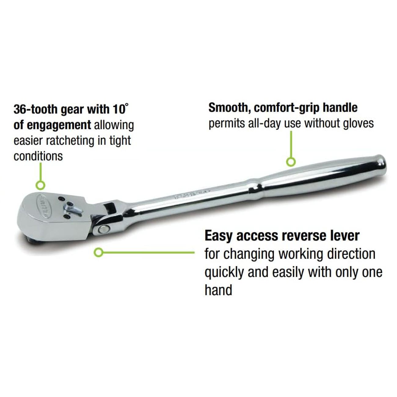 Williams 3/8" Drive Sealed Narrow Flex-head Ratchet 36 Teeth WILLIAMS