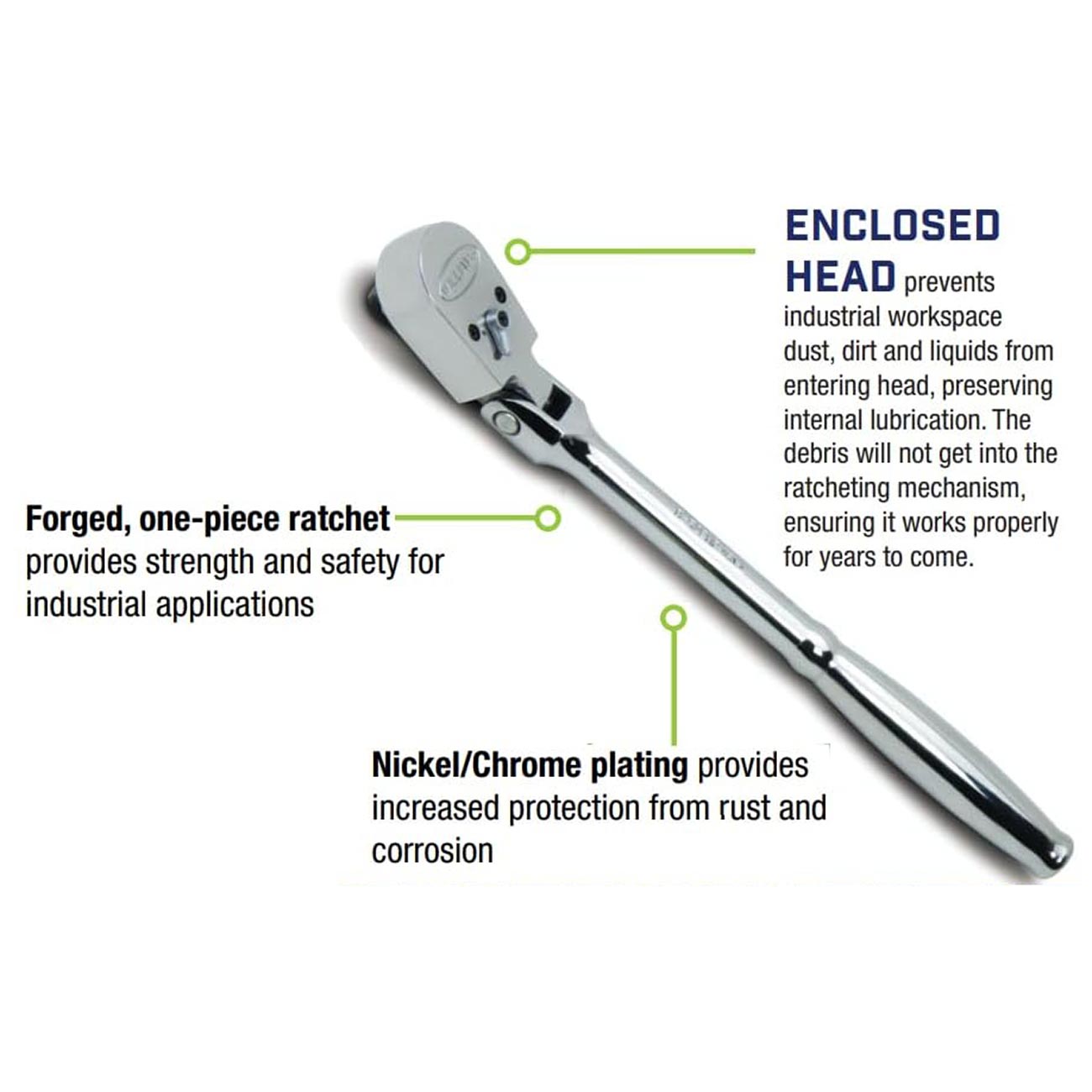 Williams 3/8" Drive Sealed Narrow Flex-head Ratchet 36 Teeth WILLIAMS