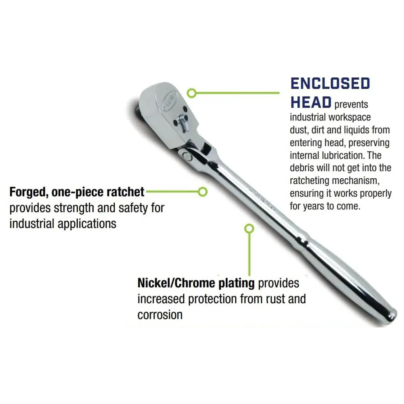 Williams 3/8" Drive Sealed Narrow Flex-head Ratchet 36 Teeth WILLIAMS