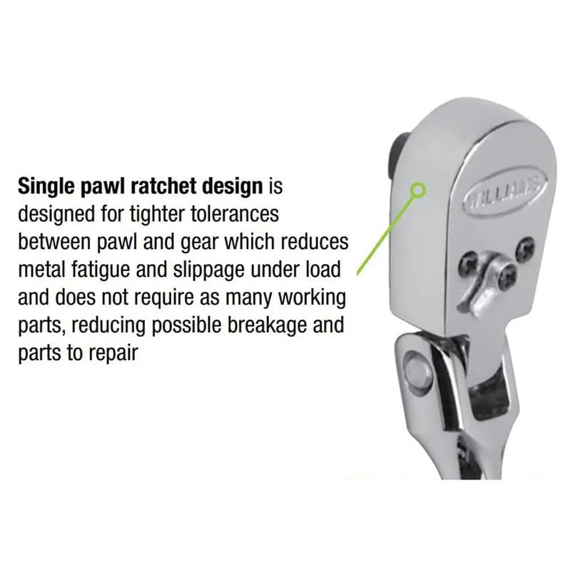 Williams 3/8" Drive Sealed Narrow Flex-head Ratchet 36 Teeth WILLIAMS