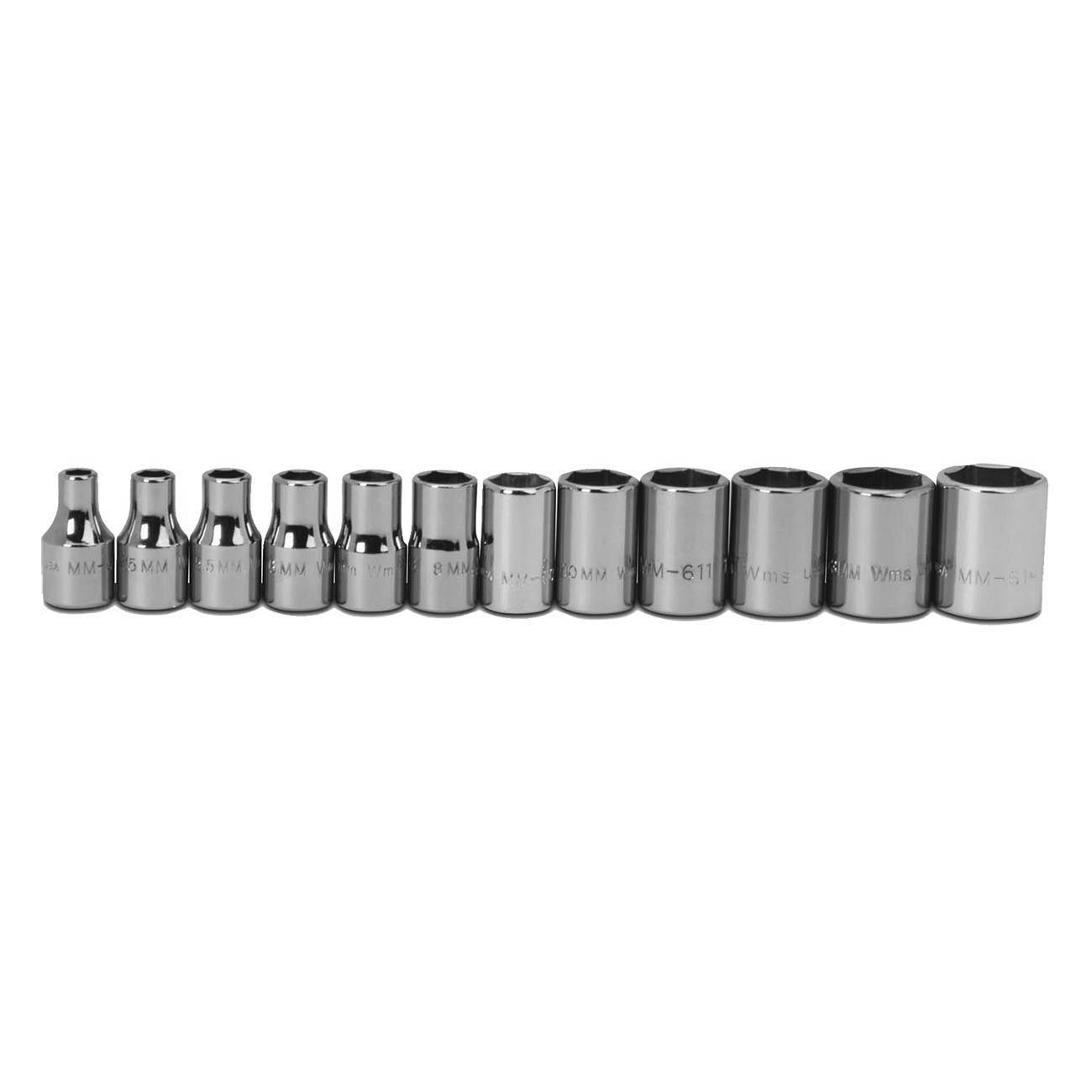Williams Metric 1/4" Drive Shallow Supertorque™ Socket Set – 6 Point (12 Piece) WILLIAMS
