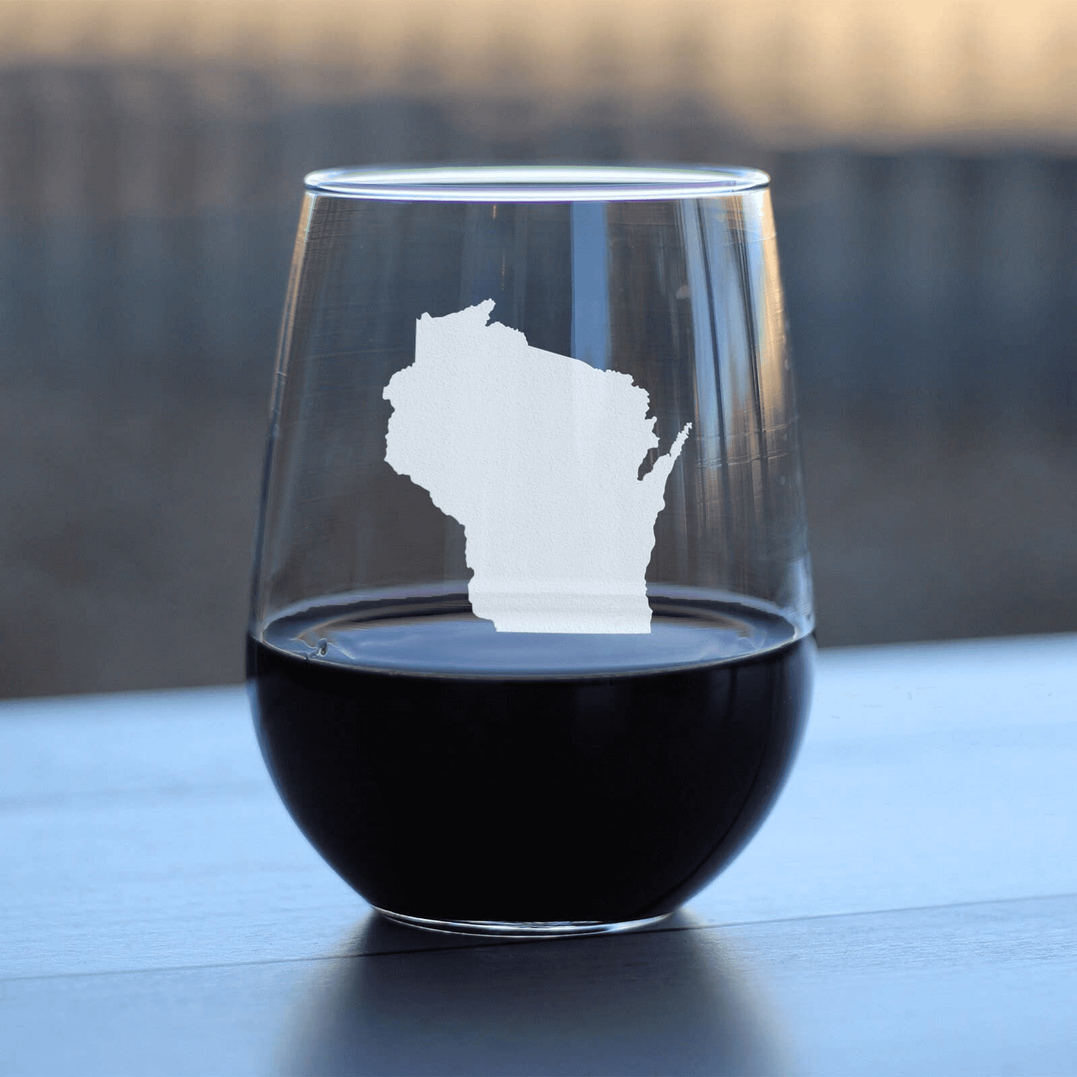 Wisconsin Outline Stemless Wine Glass - Cheesehead Gifts Bevvee