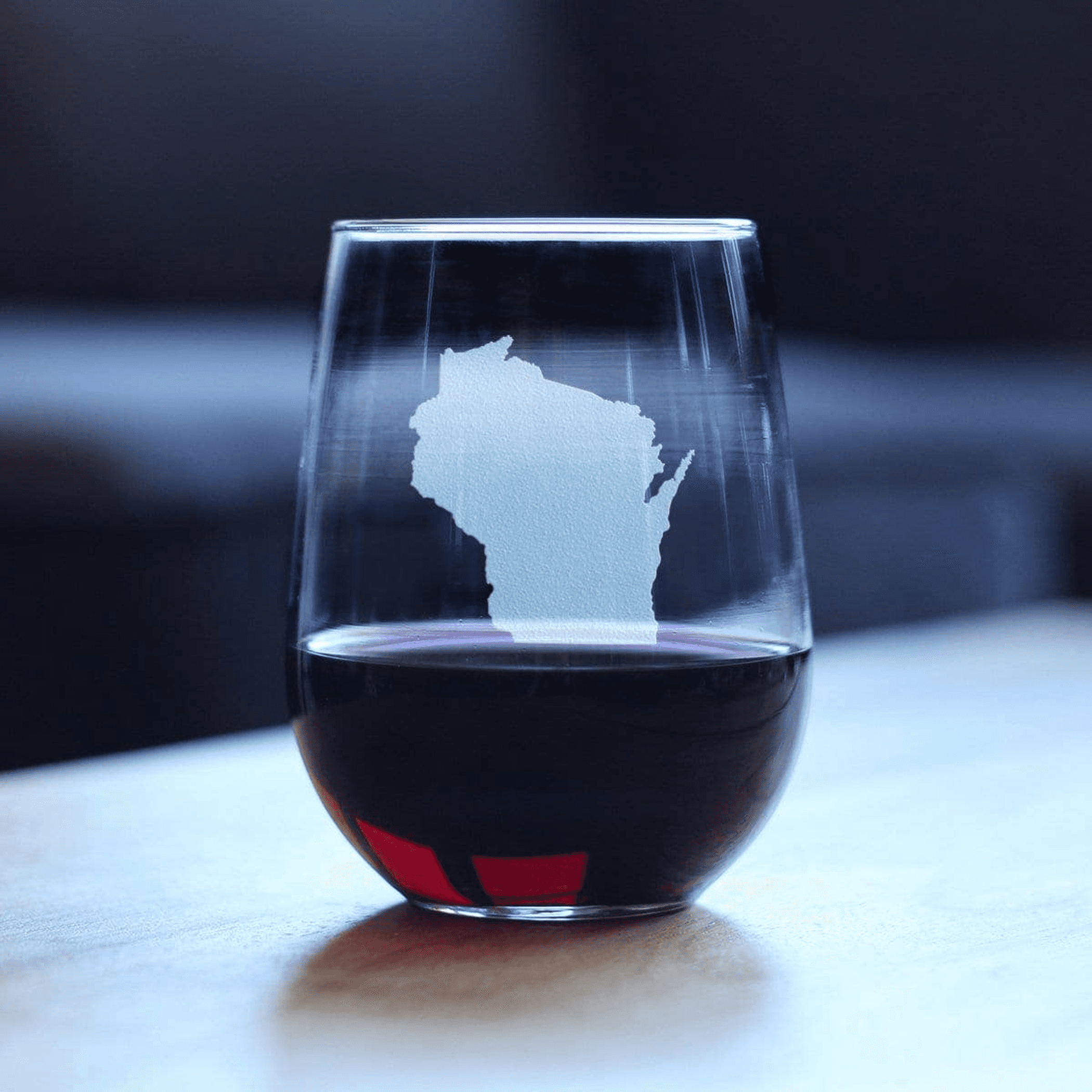 Wisconsin Outline Stemless Wine Glass - Cheesehead Gifts Bevvee
