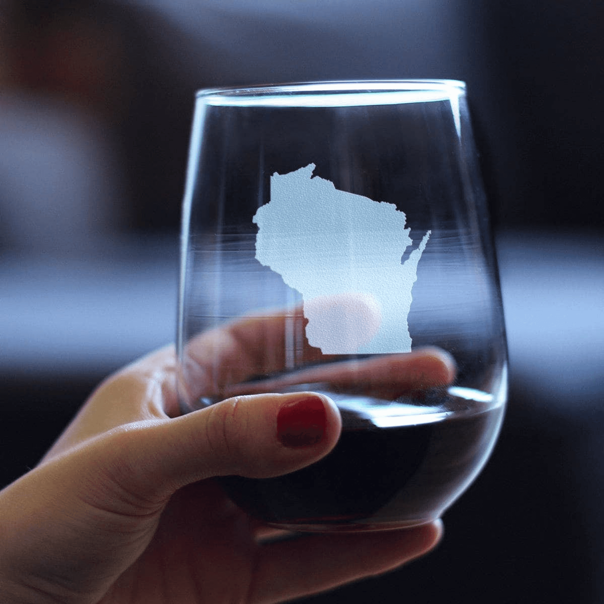 Wisconsin Outline Stemless Wine Glass - Cheesehead Gifts Bevvee