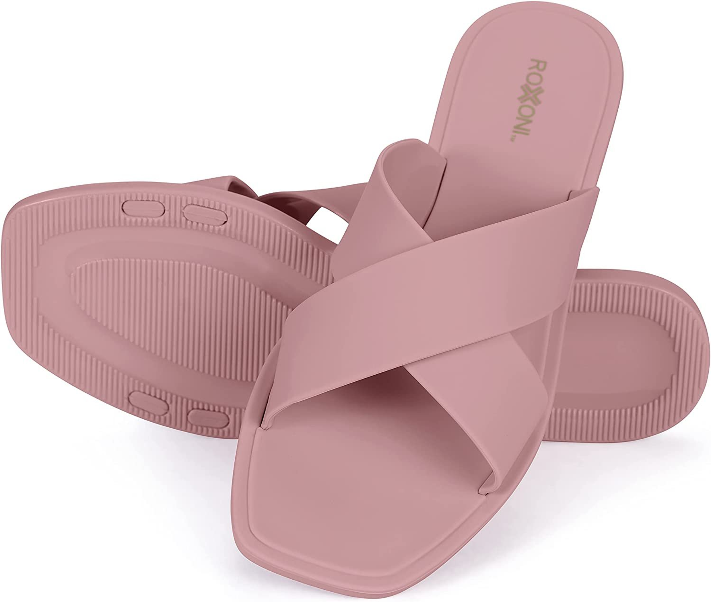 Women Slippers Shower Pool Sandals Criss Cross Slippers Roxoni