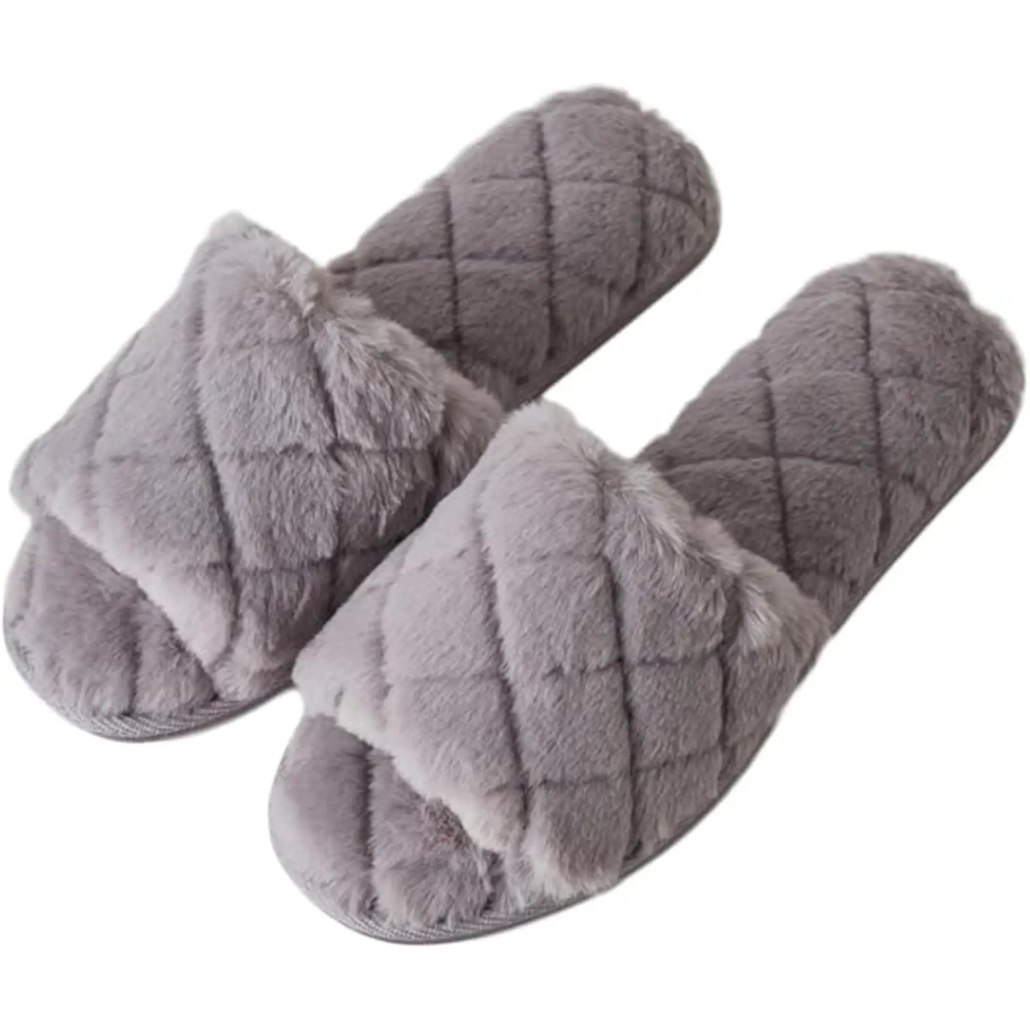 Women Soft Comfy Patterned Fluffy Plush Slip On House Slipper Roxoni